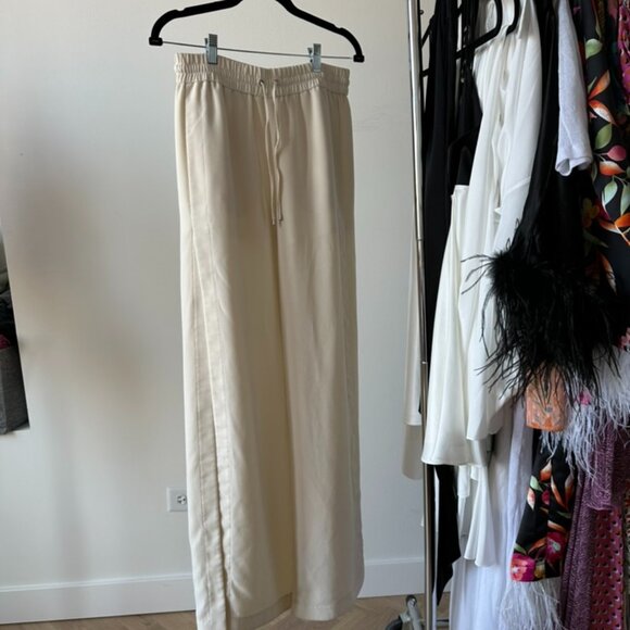 T BY ALEXANDER WANG Ecru Drape Suiting Side Slit Pants - 4 - Picture 2 of 5